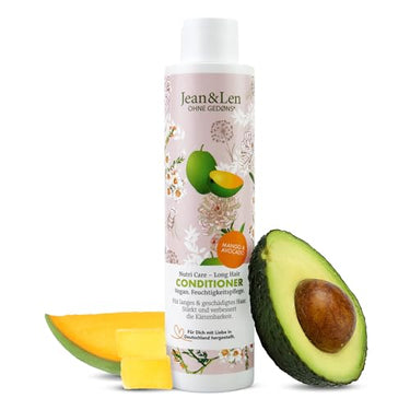 Jean & Len Conditioner Nutri Care Mango & Avocado, für langes & geschädigtes Haar, wirkt Haarbruch entgegen, verbessert das Feuchthaltevermögen, ohne Parabene & Silikone, vegan, 300 ml im Sale